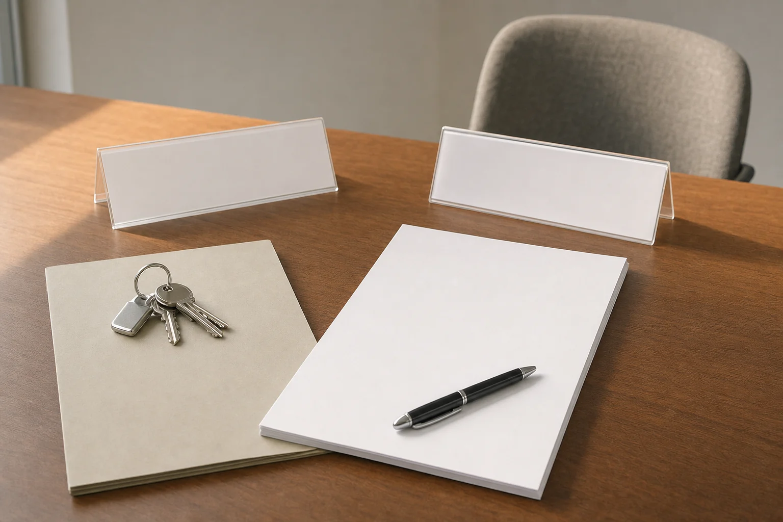Besprechung mit Unterlagen als Bildmotiv für Gewerbeobjektverwaltung